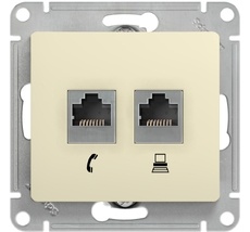 Розетка встраиваемая телефонная RJ-11 + Ethernet RJ-45 (бежевый) Systeme Electric GSL000285