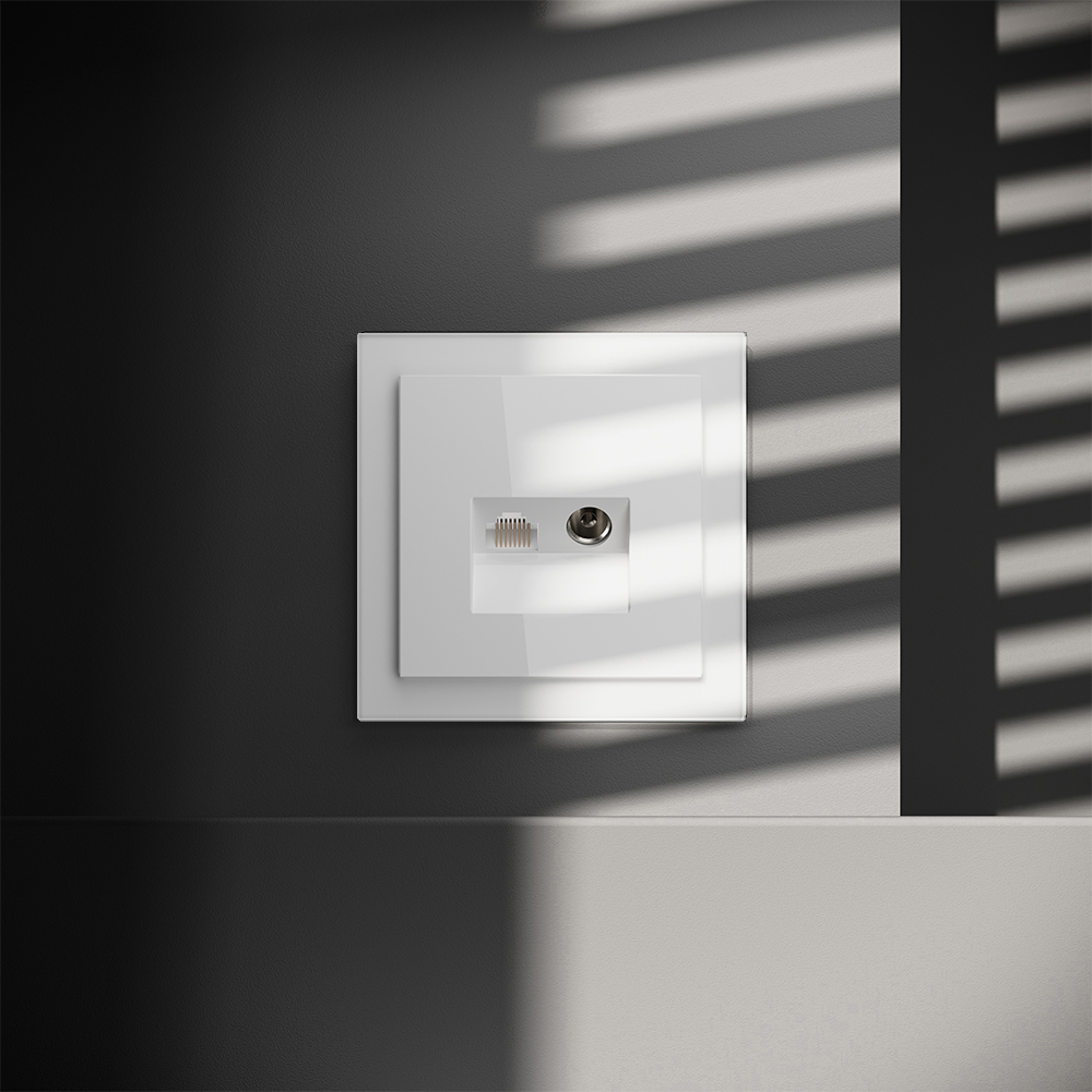 Розетка телевизионная встраиваемая VOLTUM S70 TV+RJ45 VLS060701