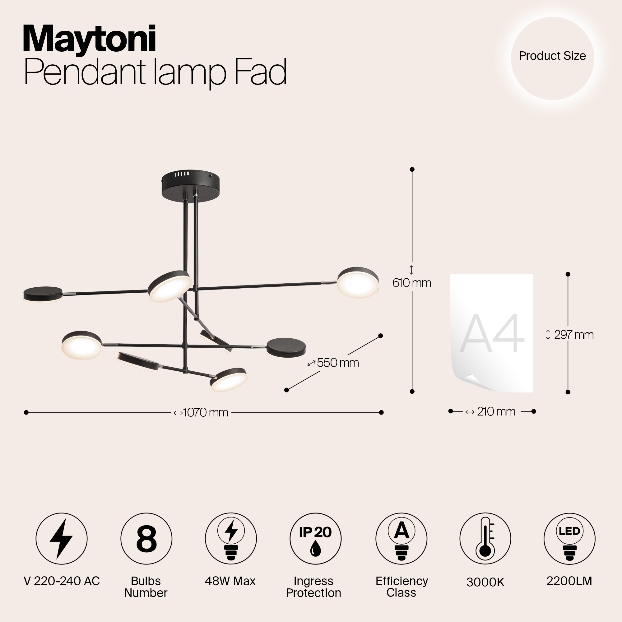 Потолочная люстра Maytoni Fad MOD070PL-L48B3K_MY