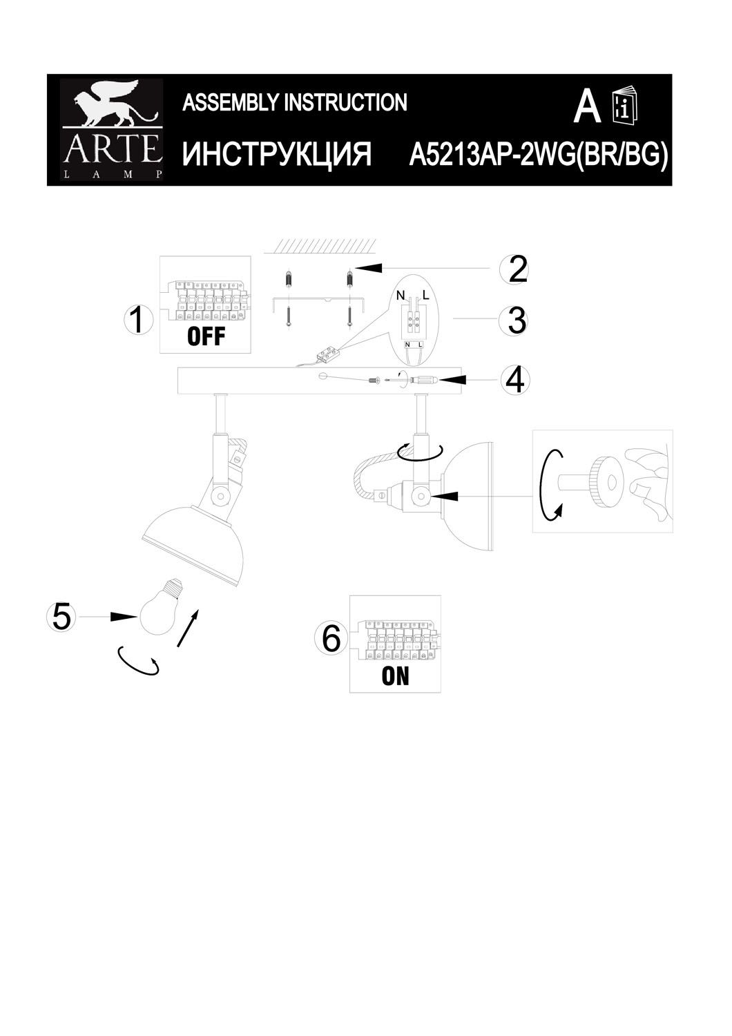 Спот ArteLamp Martin A5213AP-2BR