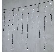 Гирлянда Бахрома с Колпачком 3,2 x 0,9 м Белая с Мерцанием Белого Диода 220В, 180 LED, Провод Черный ПВХ, IP65 PIL180BLWCAP-11-2W