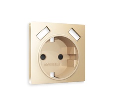 Лицевая панель для электрической розетки с заземлением со шторками 2USB A+A QUANT Ambrella Volt ALFA AP6090_AMB