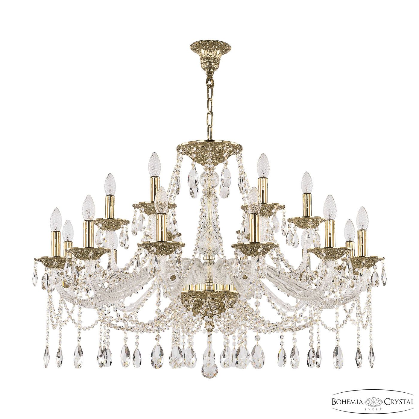 

Хрустальная люстра Bohemia Ivele 1607/12+6/360 G, 1607/12+6/360 G
