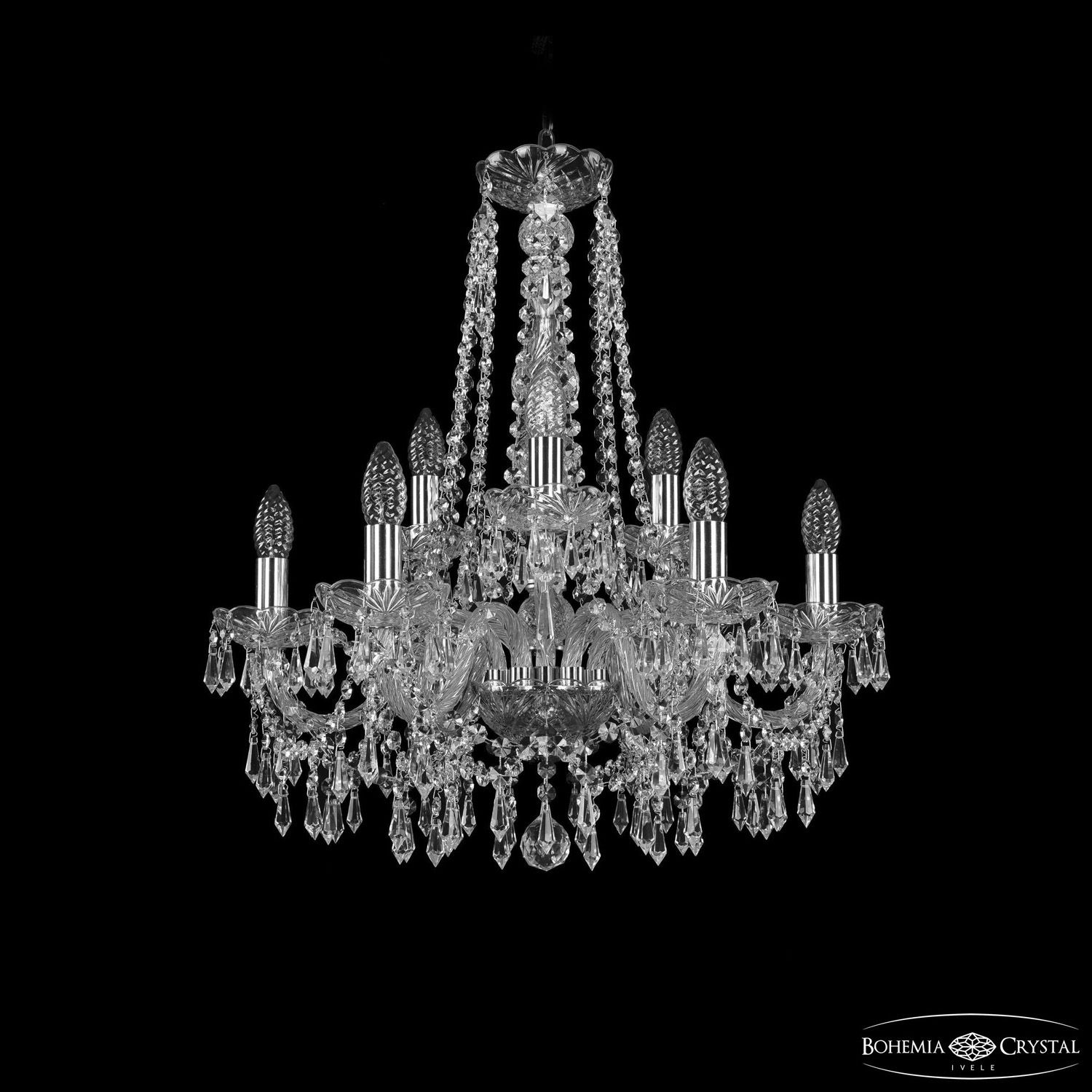 Хрустальная люстра Bohemia Ivele Crystal 1403/6+3/195/h-60 Ni_BI