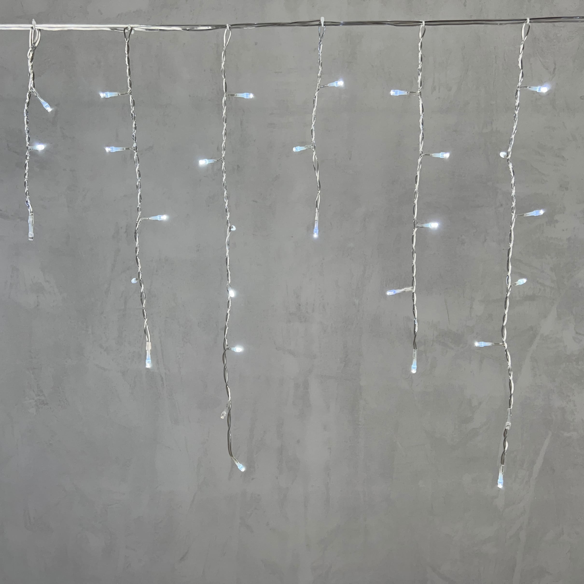 Гирлянда Бахрома 3,1 x 0,5 м Белая с Мерцанием Белого Диода 220В, 150 LED, Провод Прозрачный ПВХ, IP54 PIL150BLW-10-2W