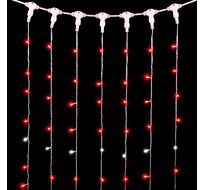 Гирлянда Занавес 2 x 3 м Красный с Мерцанием Белого Диода 220В, 600 LED, Провод Прозрачный ПВХ, IP54 PCL602BLW-10-2R