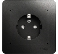 Розетка встраиваемая с заземлением и шторками (антрацит) Systeme Electric GSL000744