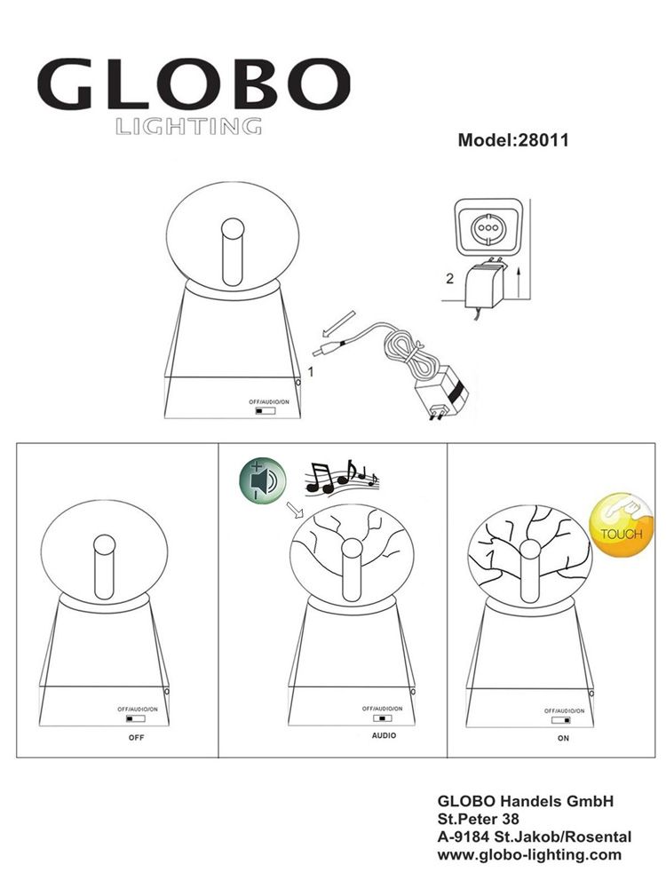 Настольная лампа Globo декоративная PLASMA 28011_GL