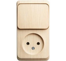 Розетка накладная без заземления с одноклавишным выключателем (сосна) Systeme Electric BPA16-204D