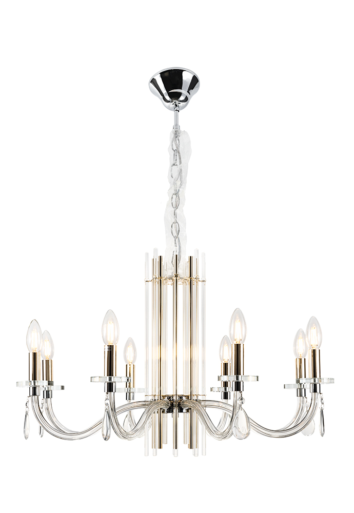 Подвесная люстра Crystallux AURELIO AURELIO SP8 GOLD+CHROME/TRANSPARENT_CR