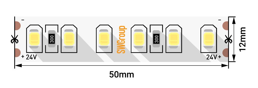 Светодиодная лента Ip20 теплый свет SWG PRO SWG2P120-CC-24-9.6-WW 00-00013430_SW