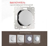 Выключатель одноклавишный проходной (на 2 направления) 10AX 250V Arte Milano 202.32-1.silver