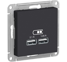 Розетка встраиваемая USBх2 (карбон) Systeme Electric ATN001033