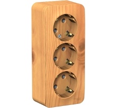 Розетка накладная тройная с заземлением (ясень) Systeme Electric BLNRA010315