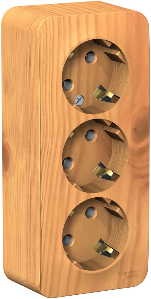 Розетка накладная тройная с заземлением (ясень) Systeme Electric BLNRA010315