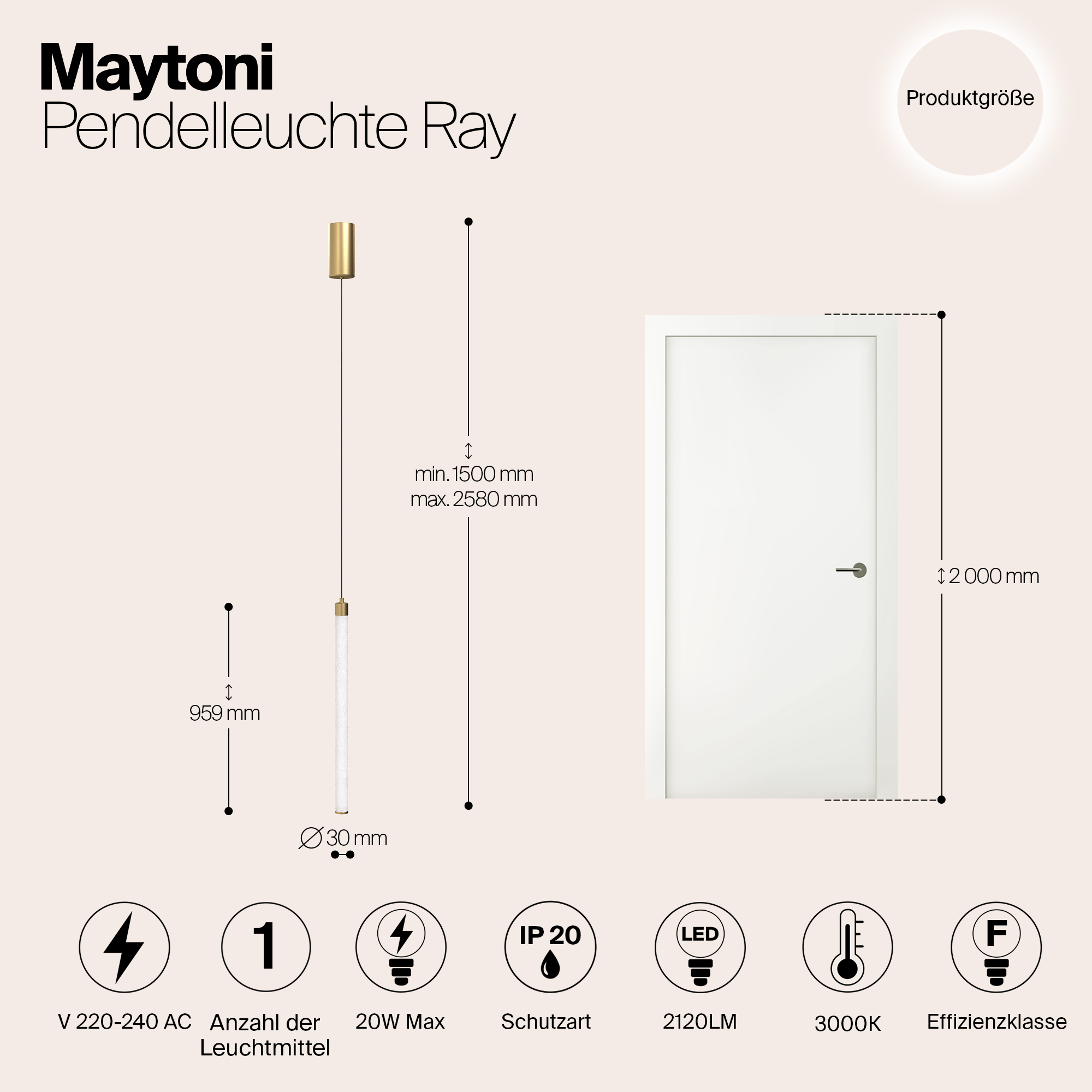 Подвесной светильник Maytoni Technical Orlo P022PL-L20G3K_MY