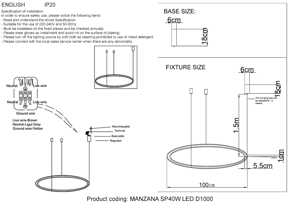 Подвесная люстра Crystallux MANZANA MANZANA SP40W LED D1000 BLACK_CR