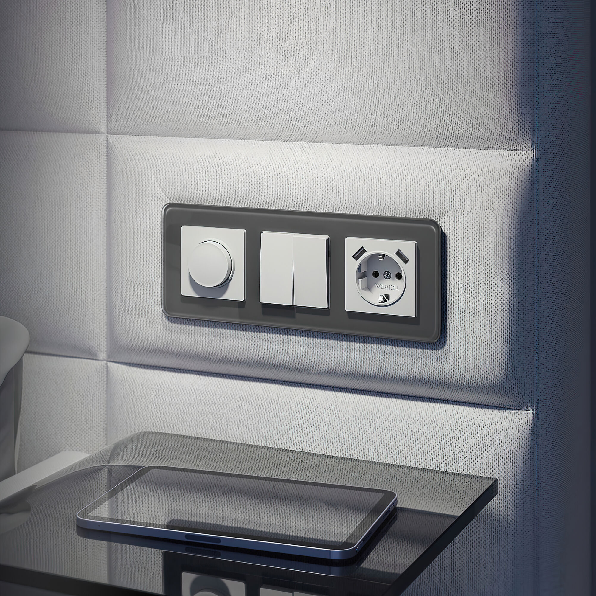 Розетка с заземлением, шторками и USB Werkel a062406_WR