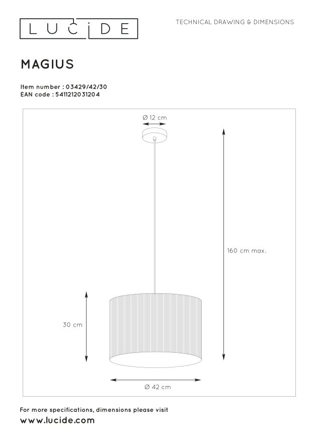 Подвесной светильник Lucide MAGIUS 03429/42/30