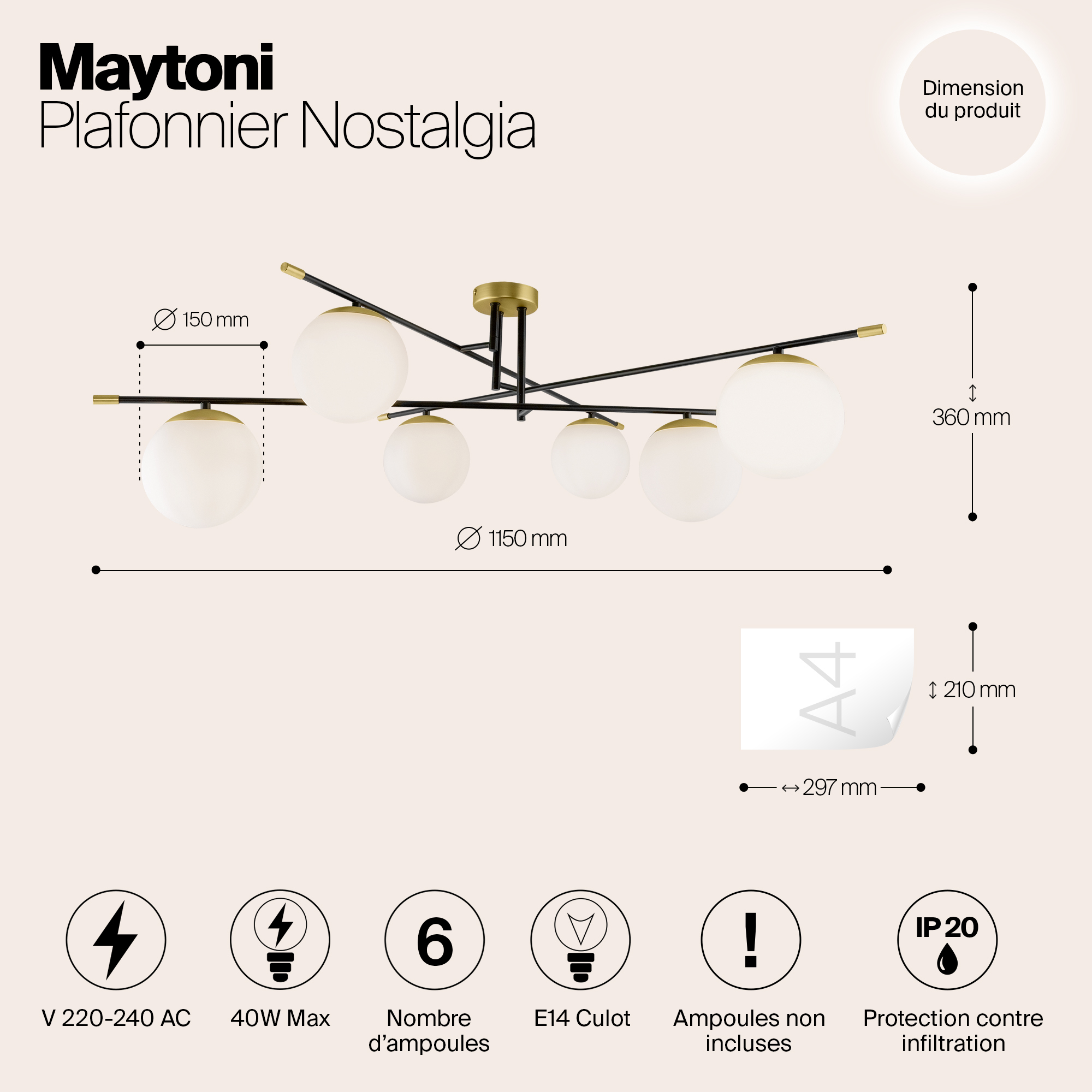 Потолочная люстра Maytoni Nostalgia MOD048CL-06G_MY