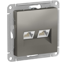 Розетка встраиваемая двойная Ethernet RJ-45 (сталь) Systeme Electric ATN000985
