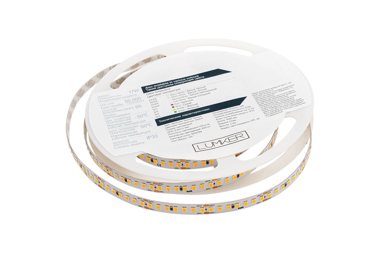 Лента светодиодная 1м. 17W 3000K LUX LK2H168-24-WW-33 00-00003144_SW