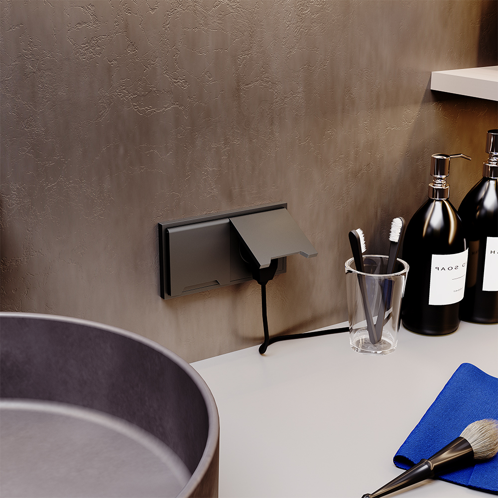 Розетка встраиваемая VOLTUM S70 с заземлением, защитными шторками и крышкой 16А VLS040306