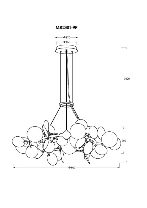 Подвесная люстра MyFar Flavia MR2301-9P