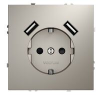 Розетка встраиваемая VOLTUM S70 с заземлением и защитными шторками, 16А, с USB, A+A VLS040403