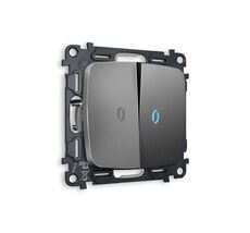 Выключатель двухклавишный проходной с подсветкой Ambrella Volt OMEGA QUANT MO654040_AMB