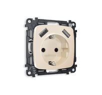 Розетка Ambrella Volt OMEGA 2USB A+A 18W быстрая зарядка с заземлением и шторками 2P+E 16A-250V QUANT MO309010_AMB