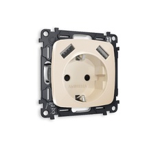 Розетка Ambrella Volt OMEGA 2USB A+A 18W быстрая зарядка с заземлением и шторками 2P+E 16A-250V QUANT MO309010_AMB