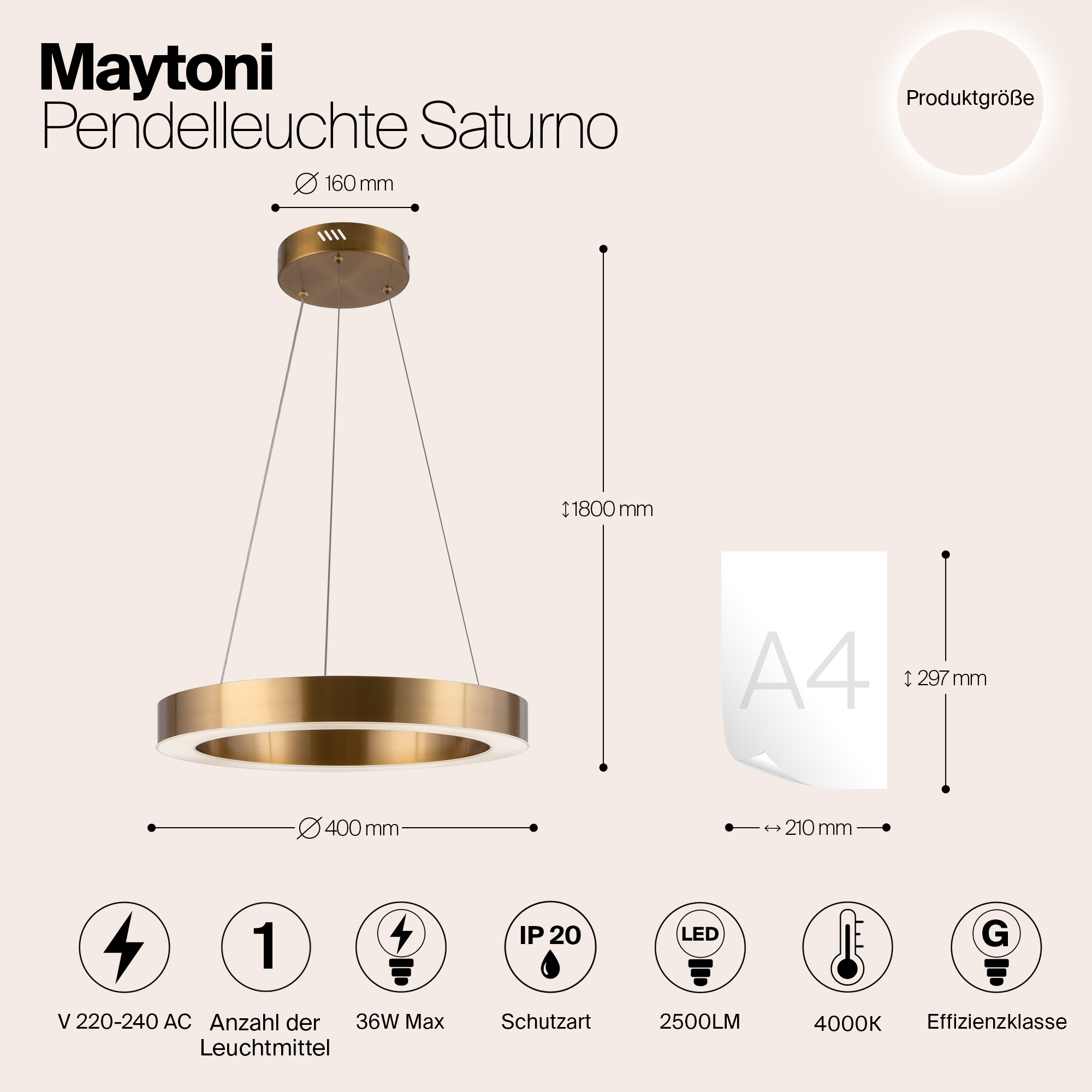 Подвесной светильник Maytoni Saturno MOD415PL-L36BS4K_MY