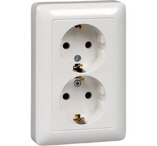 Розетка встраиваемая двойная с заземлением (белый) Systeme Electric RS16-236-B