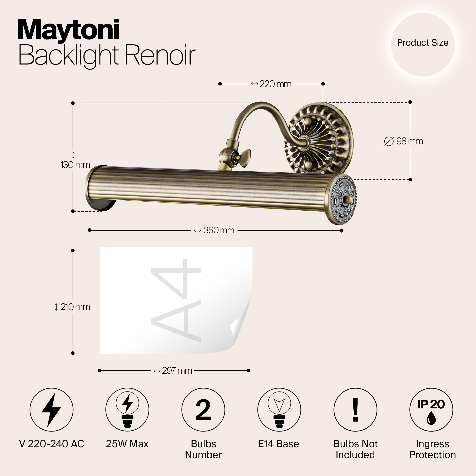 Подсветка для картин и зеркал Maytoni Renoir PIC118-22-R_MY