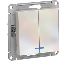 Выключатель встраиваемый двухклавишный с подсветкой (жемчужный) Systeme Electric ATN000453