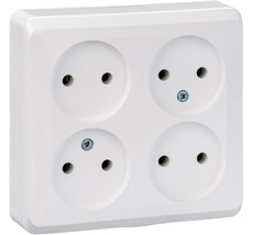 Розетка накладная четверная без заземления (белый) Systeme Electric PA16-205B