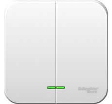 Выключатель накладной двухклавишный с подсветкой (белый) Systeme Electric BLNVA065101