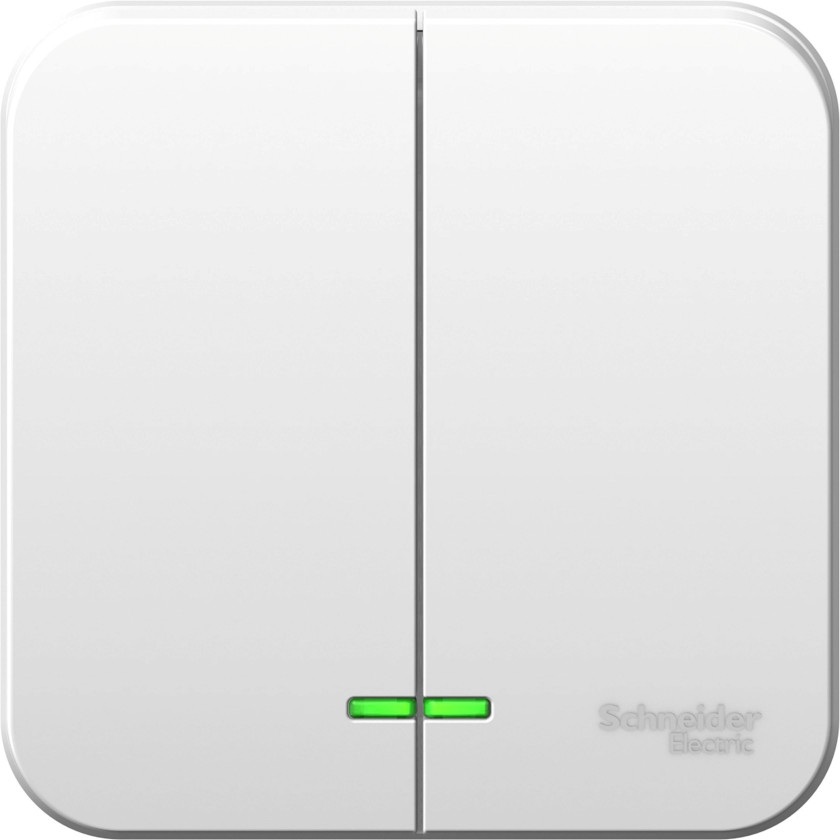 Выключатель накладной двухклавишный с подсветкой (белый) Systeme Electric BLNVA065101