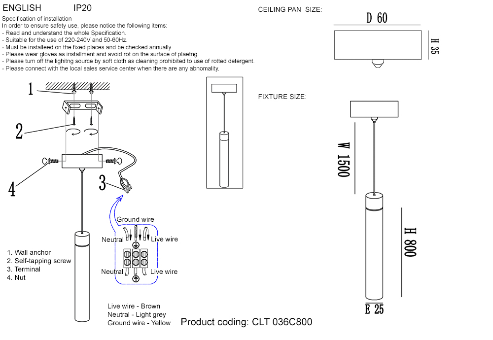 Светильник подвесной Crystal Lux CLT 036 CLT 036C800 GO_CR