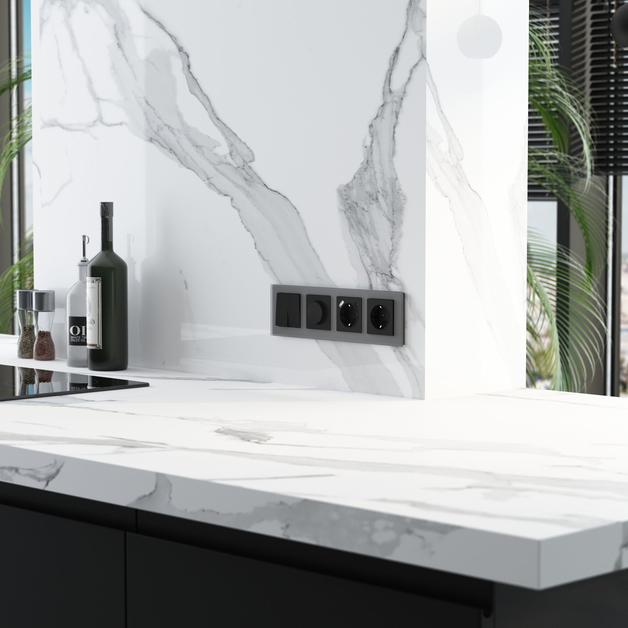 Рамка на 4 поста Senso (серебряный, стекло soft-touch) Werkel a064571_WR