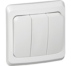 Выключатель встраиваемый трехклавишный (белый) Systeme Electric BC10-003B