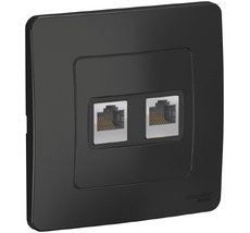 Розетка накладная двойная Ethernet RJ-45 (антрацит) Systeme Electric BLNIS045456