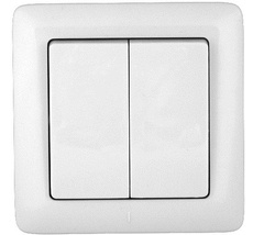 Выключатель встраиваемый двухклавишный (белый) Systeme Electric VS56-234-B