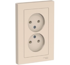 Розетка встраиваемая двойная без заземления (бежевый) Systeme Electric ATN000220