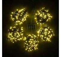 Комплект 5 Тепло-Белых Нитей по 20м с Мерцанием, 1000 LED, Провод Черный ПВХ, IP54 KDD1000BLW-11-1WW