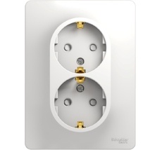 Розетка встраиваемая двойная с заземлением и шторками (белый) Systeme Electric GSL000126