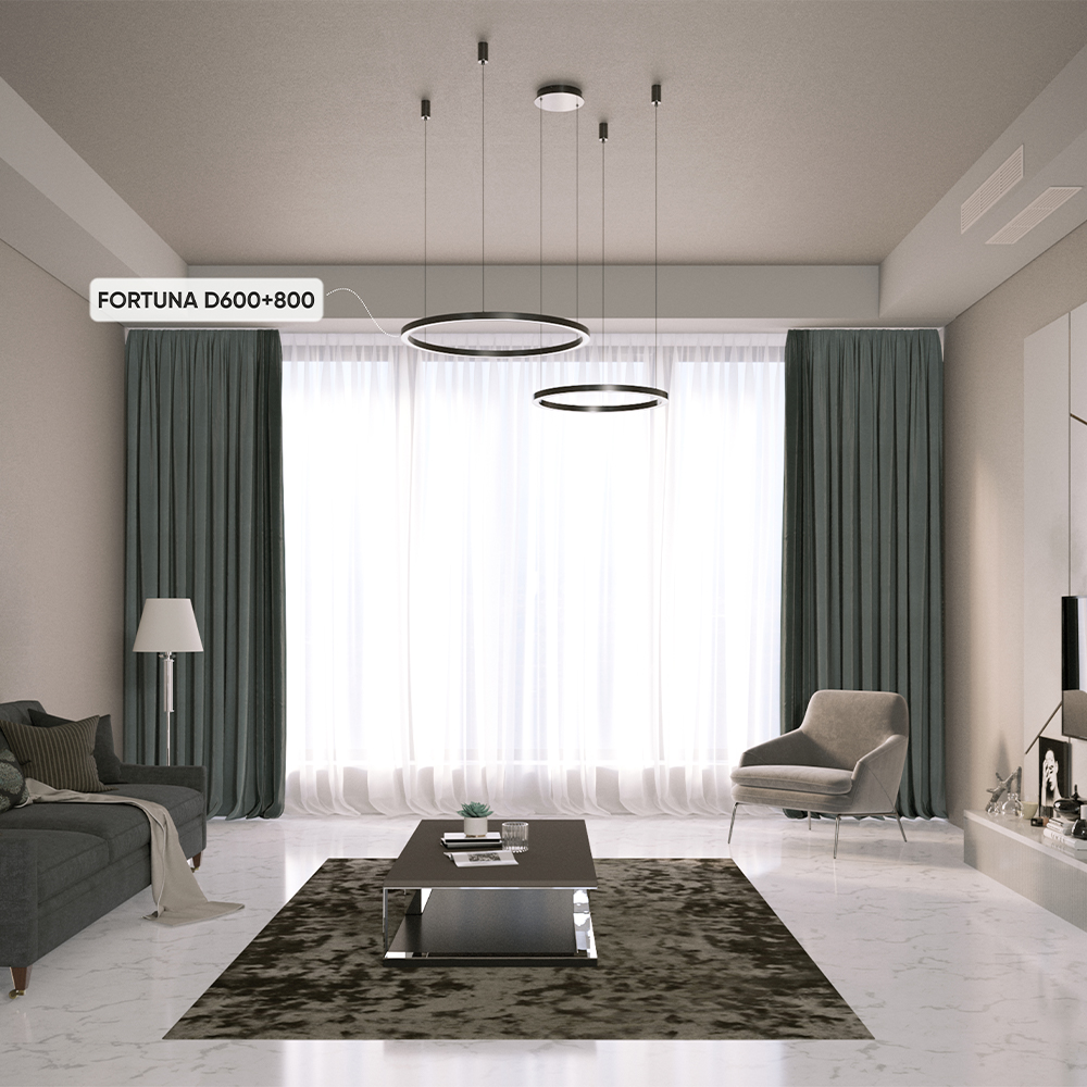 Подвесная люстра Crystallux FORTUNA FORTUNA SP123W LED D600+800 BLACK_CR