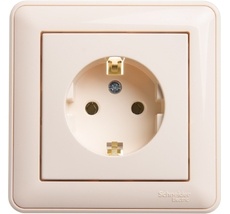 Розетка встраиваемая с заземлением (слоновая кость) Systeme Electric RS16-154-28