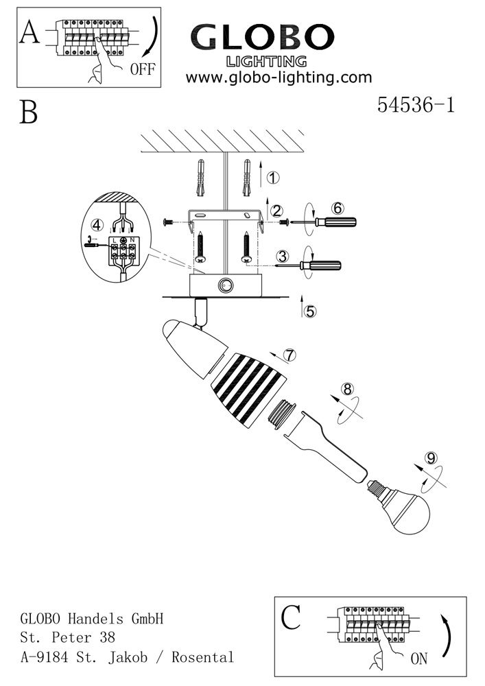 Спот Globo Caleb 54536-1_GL